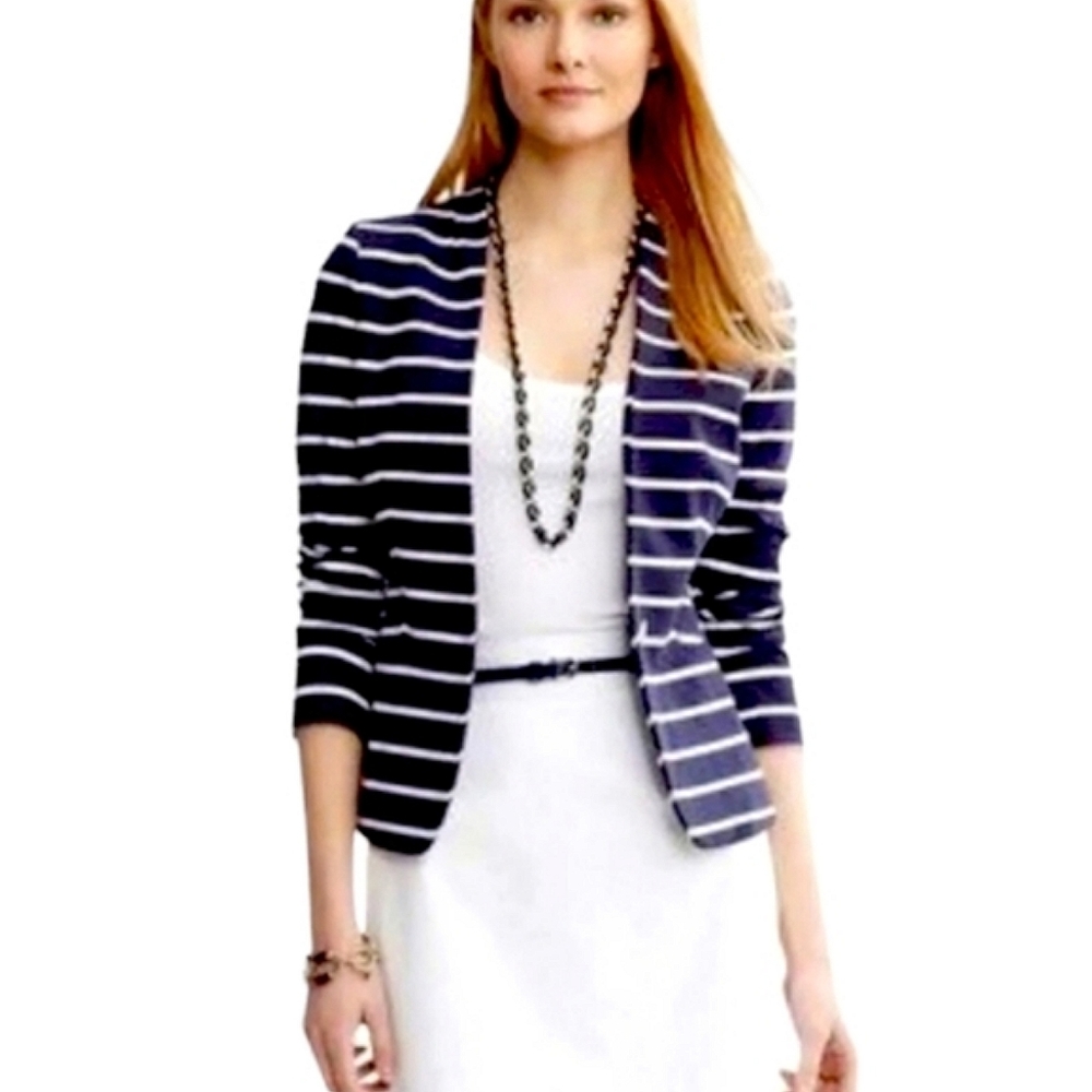 Banana Republic Navy and White Striped Blazer